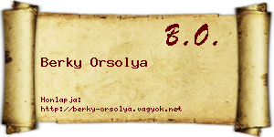 Berky Orsolya névjegykártya